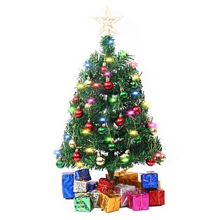 Mini Weihnachtsbaum mit Beleuchtung, 60cm Tannenbaum mit Stern Baumspitze und Kiefernzapfen Grün Klein Christbaum DIY Tannenbaum LED Tisch Weihnachtsbaum für Weihnachten Winter Tischdeko Schaufenster