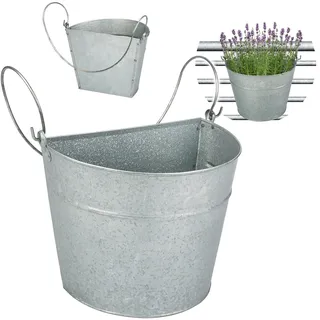 alles-meine.de GmbH 5 Stück Hänge - Töpfe/Blumentöpfe/Hängetöpfe Farbwahl Ø 22 cm - Metall - metallic grau/anthrazit - HALB RUND - Hängend/mit Haken & Halterung - A..