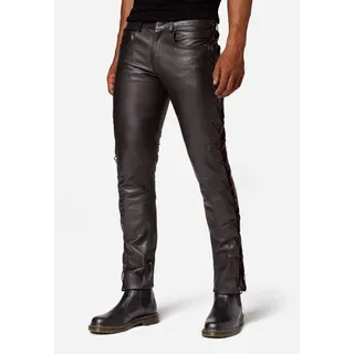 RICANO Lederhose Cow Waxy (geschnürt) Lederhose mit Schnürungen im 5-Pocket-Stil braun 28