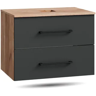 Planetmöbel Waschtischunterschrank 70 cm 52,6 x 48 x 70 cm Gold/Eiche/Anthrazit