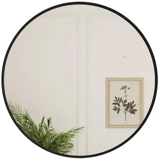 Boromal Spiegel Flur Rundspiegel Schwarz groß 80cm 70cm Wandspiegel mit Alurahmen (Badspiegel 80x80 70x70, 5mm HD Spiegel, explosionsgeschützt), für Schlafzimmer, Badezimmer, Wohnzimmer, Friseurladen, Hotel schwarz Ø 80 cm x 80 cm x 80 cm