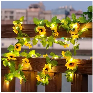 yozhiqu Lichterkette Solar Fee Lichterketten Outdoor Sonnenblume 50 LEDs, 5m, 8 Modi, für Garten, Bäume, Terrasse, Weihnachten, Hochzeiten, Partys
