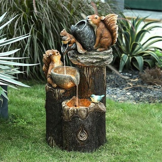 Eichhörnchen Solar LED Licht, Eichhörnchen Tier Garten Ornament, Harz Tier Statue Tier Wasserspiel Brunnen, für Garten Terrasse Dekoration