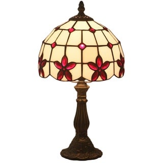 LANMOU Tiffany Tischlampe Vintage Style Buntglas Nachttischlampe 8 Zoll Tiffany Lampe Schlafzimmer Schreibtischlampe Leselampe Nachtlicht,Rot