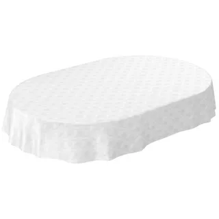 ANRO Wachstuchtischdecke Oval 240 x 140 cm Weiß