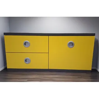 JVmoebel Stauraumschrank Modern Sideboard Gelb-Schwarz Minimalistischer Stauraumschrank Sofort (1-St) Made in Europa gelb