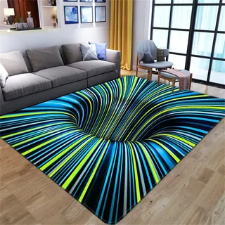 DOBOKS Visuelle Illusion Teppich Dreidimensionaler Teppich Vortex Teppich 3D Wirbel Druck Optische Täuschung Teppich Teppich Vortex Teppich für Küche Boden Flur Schlafzimmer Wohnzimmer Dekoration
