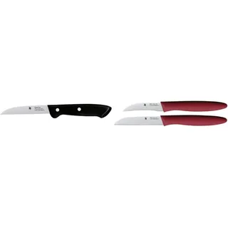 WMF Classic Line Gemüsemesser 18,5 cm, Spezialklingenstahl, Kunststoffgriff, Klinge 8 cm & Messerset 2-teilig, mit Schälmesser, Gemüsemesser, Spezialklingenstahl, Griffe aus Kunststoff, rot