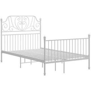 vidaXL Bettgestell Metallbett Schlafzimmer Bett Doppelbett Schlafzimmermöbel Bettrahmen Lattenrost Pulverbeschichtetes Metall Weiß 120x200cm