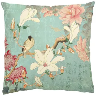 Bilderdepot24 Dekokissen drinnen Kissenhülle/ Sofakissen/ Zierkissen Kissenhülle türkis Blumen, Bezug mit / ohne Füllung Zierkissen Outdoor Sofa Bett grün Ohne Innenkissen | 50 cm x 50 cm