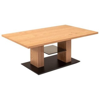 Venda Couchtisch, Grau, Schwarz, Eiche, Holz, Glas, Holzwerkstoff, Wildeiche, furniert, rechteckig, Wange, Bodenplatte, 65x47(66)x110 cm, höhenverstellbar, Wohnzimmer, Wohnzimmertische, Couchtische, Glas-Couchtische