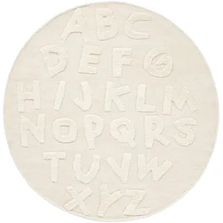 carpetfine ABC Alphabet Kinderteppich Ø 150 cm Creme