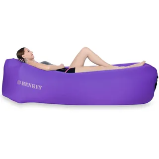 SHENKEY Aufblasbares Sofa,Luftsofa-Hängematte mit Wasserdichtem und Auslaufsicherem Design - Perfekte Tragbare Aufblasbare Couch für Garten, Seeufer, Strand, Camping und Musikfestivals (Lila)