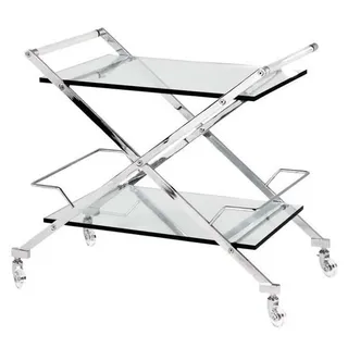 Casa Padrino Luxus Bar Trolley Servierwagen aus Edelstahl und Glas 77 x 48 x H. 76 cm - Luxus Hotel & Restaurant Einrichtung Möbel B!