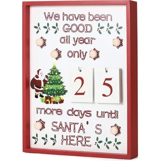 Brubaker Adventskalender Wandtafel Holz mit 6 LED Lichtern 28 x 4 x 35,5 cm