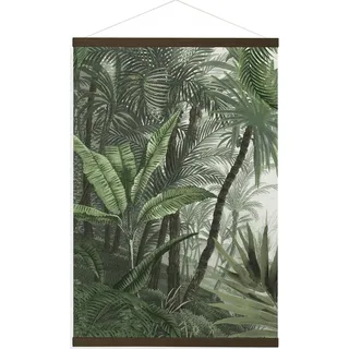 Leinwandbild ART FOR THE HOME "Jungle Landschaft Grun", bunt (farbe bild(er): mehrfarbig), B:70cm H:100cm T:2,3cm Ø:2,3cm, Leinwand, Bilder, Leinwandbild, Luxus Kakemono Leinen Wandposter 100x70cm