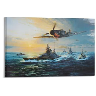 LADV Vintage Schlachtschiff Poster Deutsches Bismarck Schlachtschiff Dekorative Malerei Leinwand Wandkunst Bild 60 x 90 cm