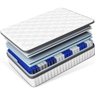 Taschenfederkernmatratze Matratze, 7-Zonen Federkernmatratze Matratzen, Hiazurm, 25 cm hoch, (mit Spannbettlaken,EU-Qualitätszertifizierung, Atmungsaktiv, Orthopädisch, EU-Qualitätszertifizierung, Atmungsaktiv, Orthopädisch), Matratze 90x200 cm, für Kinder und Erwachsen 90 cm x 200 cm x 25 cm