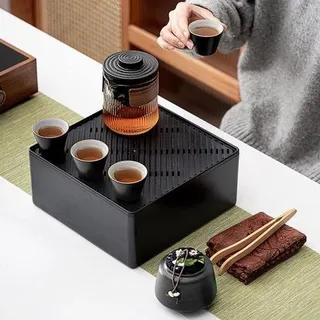 Volkstümlicher chinesischer Tee-Besteck für Erwachsene, schwarze Teekanne mit Abwaschservietten