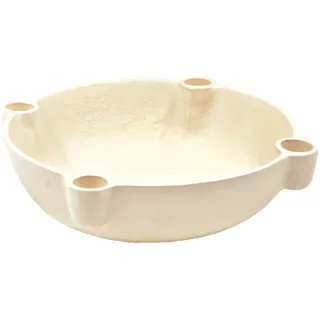 BOWL Dekoschale mit Kerzenhalter aus Aluguss Creme Weiß lackiert 24x7cm - Adventskranz Alternative Scandi