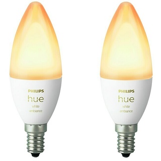 Philips Hue LED-Lampe White Ambiance  (E14, 5,2 W, 470 lm, Bedienung von unterwegs, 2 Stk.)