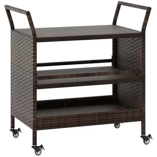 Costway Servierwagen Rattan Küchenwagen mit 3 Ablagen 86 x 50 x 89 cm