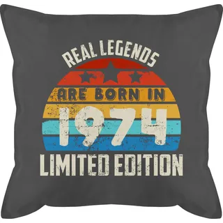 Kissen 50x50 - 50. Geburtstag - Real Legends are born in 1974 Limited Edition Vintage Fünfzigster - 50 x 50 cm - Grau - geschenk für einen jährigen 50er jahre 1973 geschenke jährige 50th 1972