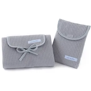 Mi bollito Set mit 2 wasserdichten Wickelunterlagen und Wickeltasche für Feuchttücher und Windeln, vollständig in Spanien hergestellt (hellgrau)