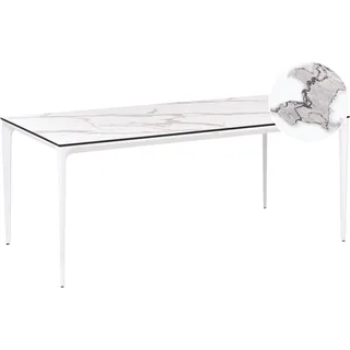Beliani Sovareto Gartentisch 180 x 90 x 75 cm Weiß