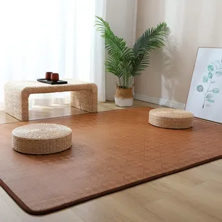 WEKONUMEX Traditionelle japanische Tatami-Matte, Atmungsaktiver Teppich aus natürlichem Rattan, Faltbare Sommer-Schlafmatte(E,140x200cm(55x79inch))