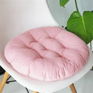 Lukery Stuhlkissen rutschfeste, Waschbare Leinen Weiche Rund Sitzkissen Komfort Stuhlauflage als Stuhl Kissen für Outdoor & Indoor Gartenstuhl, Küche oder Esszimmerstuhl (45x45cm,Rot gestreift)