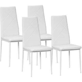 Homcom Esszimmerstuhl Kunstleder weiß 4er Set