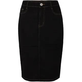 Fraternel Damen Jeans Rock Knielang Bleistift Stretch Schwarz 50 - 50