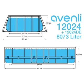 Avenli Luftbett Frame Oval Pool Set 427x275x100 cm Rattan Optik, (Stahlrahmenpool Komplettset, Aufstellpool inklusive Zubehör), Inklusive Sandfilteranlage, Schläuchen und Sicherheitsleiter braun