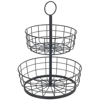 WENKO Etagere, Metall, (1-tlg), pulverbeschichtetes Eisen, 2-stöckig schwarz