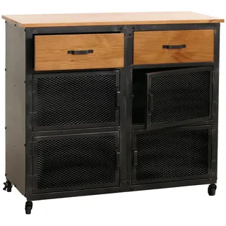 MCW Kommode MCW-N28 90 x 100 x 40 cm Schwarz / Natur
