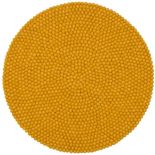 myfelt Wollteppich Klara Filzkugelteppich rund, rund, 100% reine Schurwolle, in verschiedenen Größen erhältlich gelb Ø 90 cm