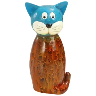 Dehner Zaunfigur Katze 23,5 cm Rot/Blau