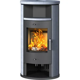 Accente Kaminofen Verona II Stahl, grau, Naturstein 7,5 kW