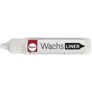 RAYHER HOBBY Rayher 31500102 Wachs-Liner, weiß, Flasche 30 ml, zum Kerzen bemalen, Wachsstift, Flüssigwachs zum Malen direkt aus der Flasche