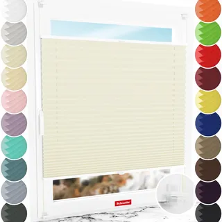 Schuette® Plissee ohne Bohren ● Thermo Kollektion: Sandstone (Beige) ● 80x80cm (Breite x Höhe) ● Suprafix Faltrollo Klemmfix 2.0 Rollo ● 60 Sekunden Plisseerollo Montage inkl. Video