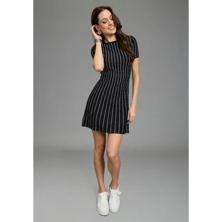 Bruno Banani Strickkleid mit monochromen, vertikalen Streifen-Design schwarz 38