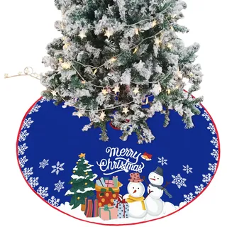Mateju Weihnachtsbaum Rock Weihnachtsbaumdecke Rund Decke Groß Christbaumdecke Christbaumständer Teppich Baumdecke Weihnachtsbaum Deko für Weihnachten Neujahr Party (blau,28inch)