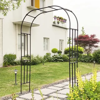 Rosenbogen, Gartenbogen Für Kletterpflanzen,Rosenrankhilfe Torbogen Für Kletterpflanzen Garten Pergola Metall Rosenbogen Rankhilfe Garten Rose Bogen Spalier Deko ( Color : Black , Size : 240*40*240cm