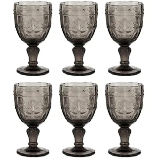 BUTLERS VICTORIAN Weingläser, 6er-Set mit Stiel, 230 ml, Bunt | Trinkgläser Set, mundgeblasen, mit Stiel & Relief-Prägung, spülmaschinenfest, für Tisch, Garten & Party