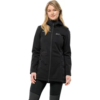 Funktionsjacke JACK WOLFSKIN "WINDHAIN COAT W" Gr. S, schwarz (black) Damen Jacken Sportjacken in schlichtem Design