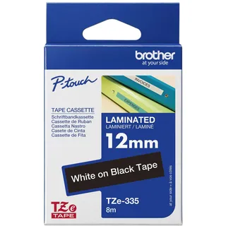 Brother TZe-335 laminiert weiß auf schwarz 1,2cm x 8m