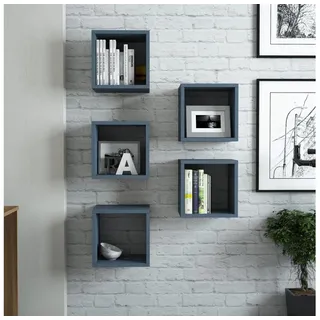 SET 5x Wandregal BOX blau - Blau