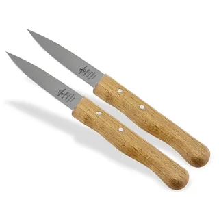 Gemüsemesser Solingen Schälmesser 2er Set Buche Holzgriff Allzweckmesser | Universal Messer mit Rostfreier Mittelspitzer Messerklinge Obstmesser Made in Germany zum Schneiden von Obst und Gemüse