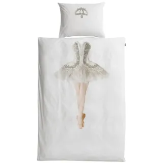 Snurk Bettwäsche Ballerina Tüllkleid Spitze Sterne Silber Kinder Perkal, Größe:135 cm x 200 cm